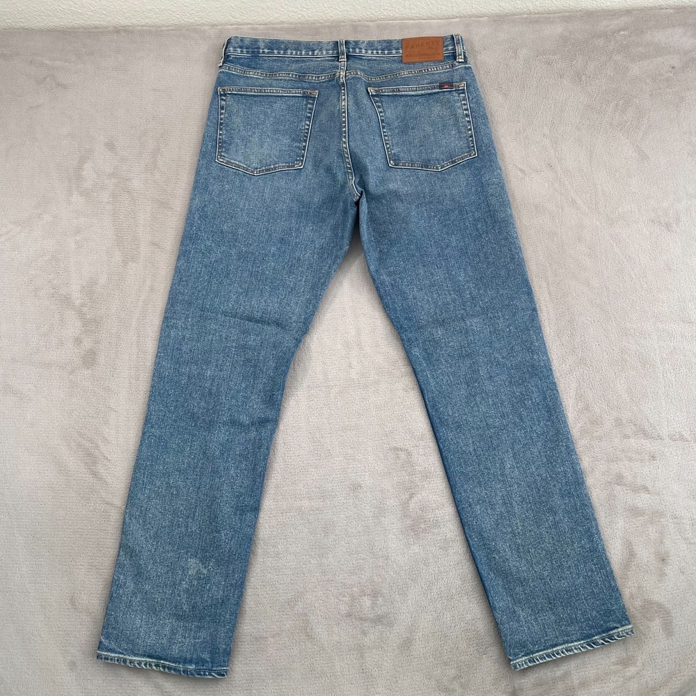 Faherty Blue Slim Straight Jeans Size 34 - would fit 35/36 - Picture 6 of 12